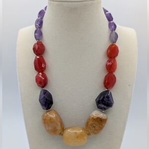 Barse Mixed Gemstone Chunky Statement Necklace